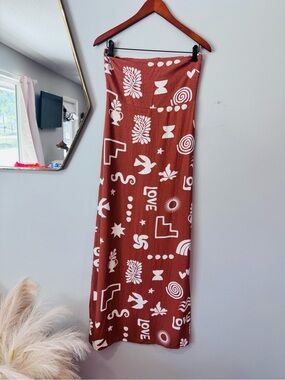Paper heart Rust Strapless Maxi Dress size small